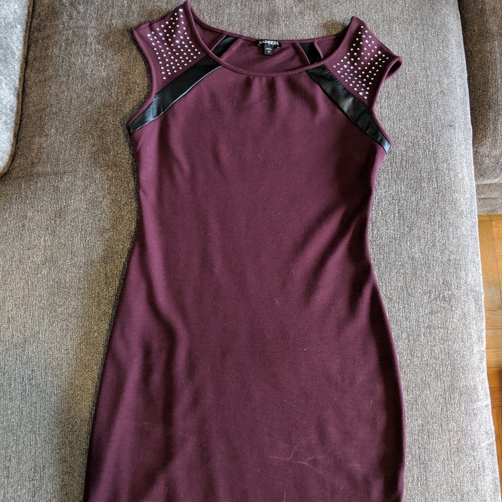 Cranberry Sheath Dress with Detailing